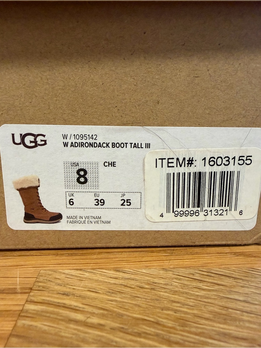 UGG Chestnut Brown and Cream Shearling-Lined Lace-Up Winter Boots - Picture 6 of 6